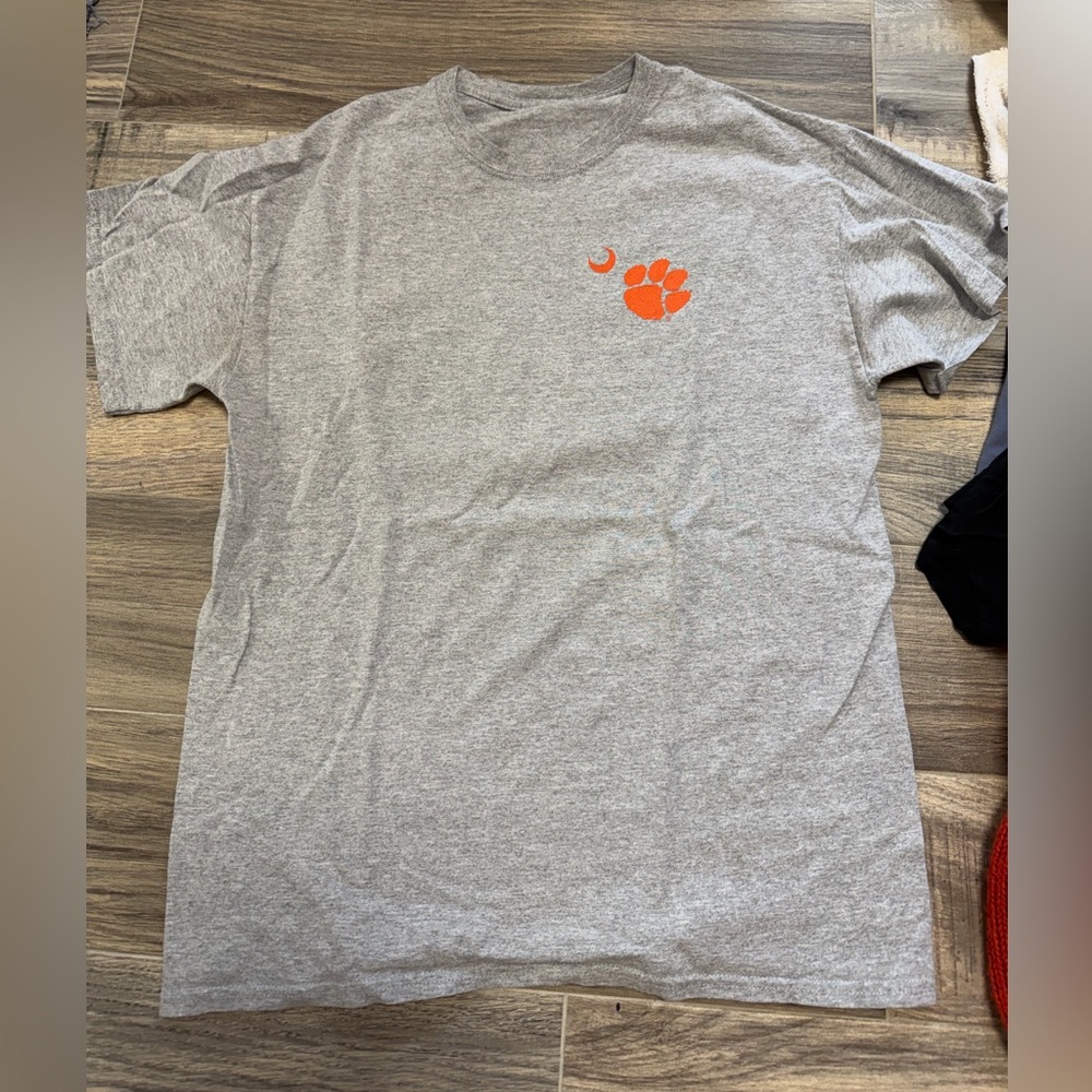 Gray T-Shirt with Orange Paw Print